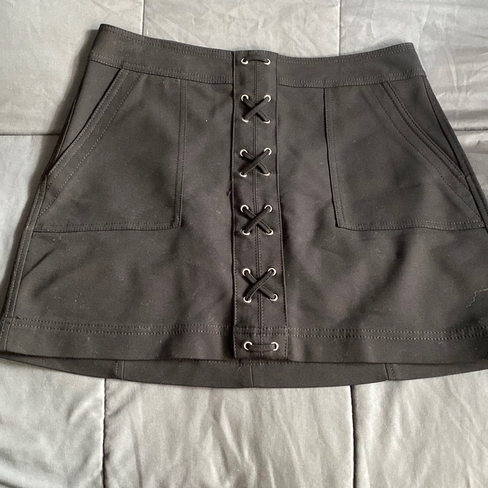 Express black lace up skirt